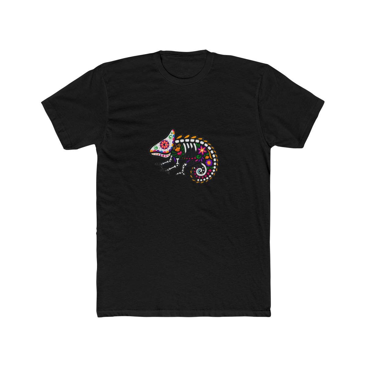 Colorful Floral Skeleton Chameleon T Shirt - Reptile Lover Gift